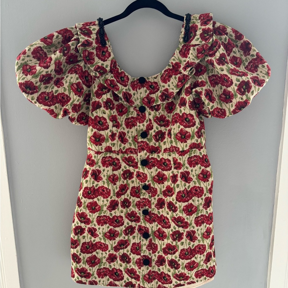 Sister Jane red floral puffy sleeve dress